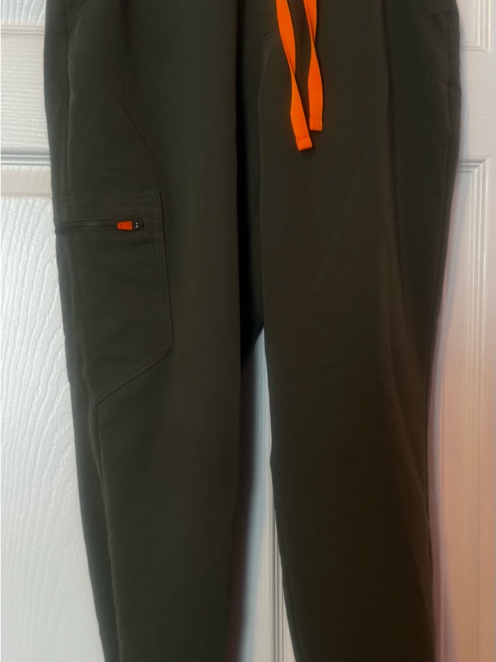 Figs Zamora Joggers-Moss with Bright Orange Drawstring